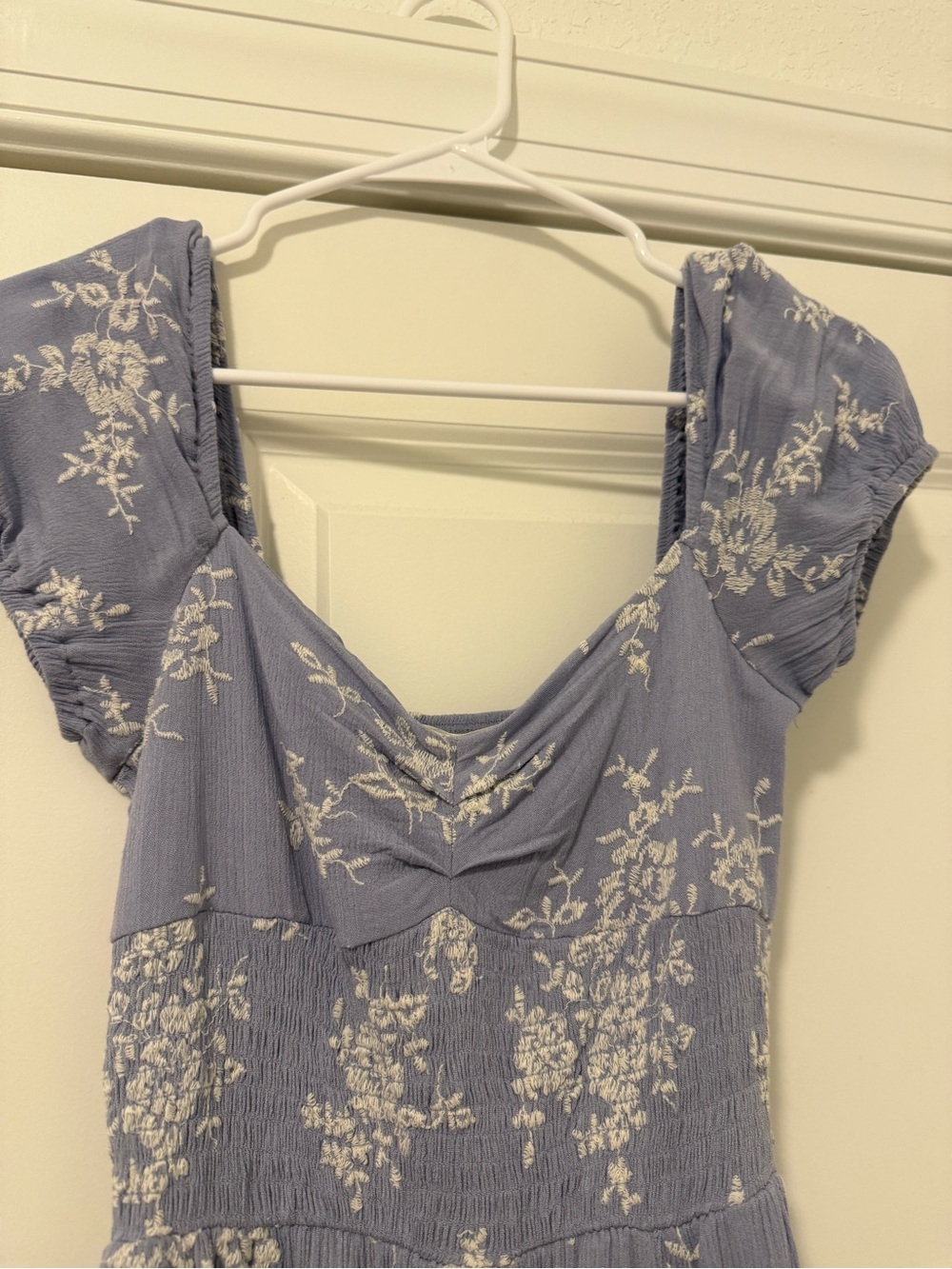Altar'd State Periwinkle Floral Maxi Dress with Puff Sleeves - Picture 2 of 4